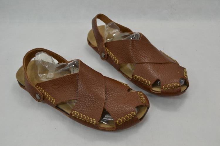 手工牛皮涼鞋拖鞋 兩穿超實(shí)用 手工船夫鞋 黑色/棕色 39-45碼圖片_10